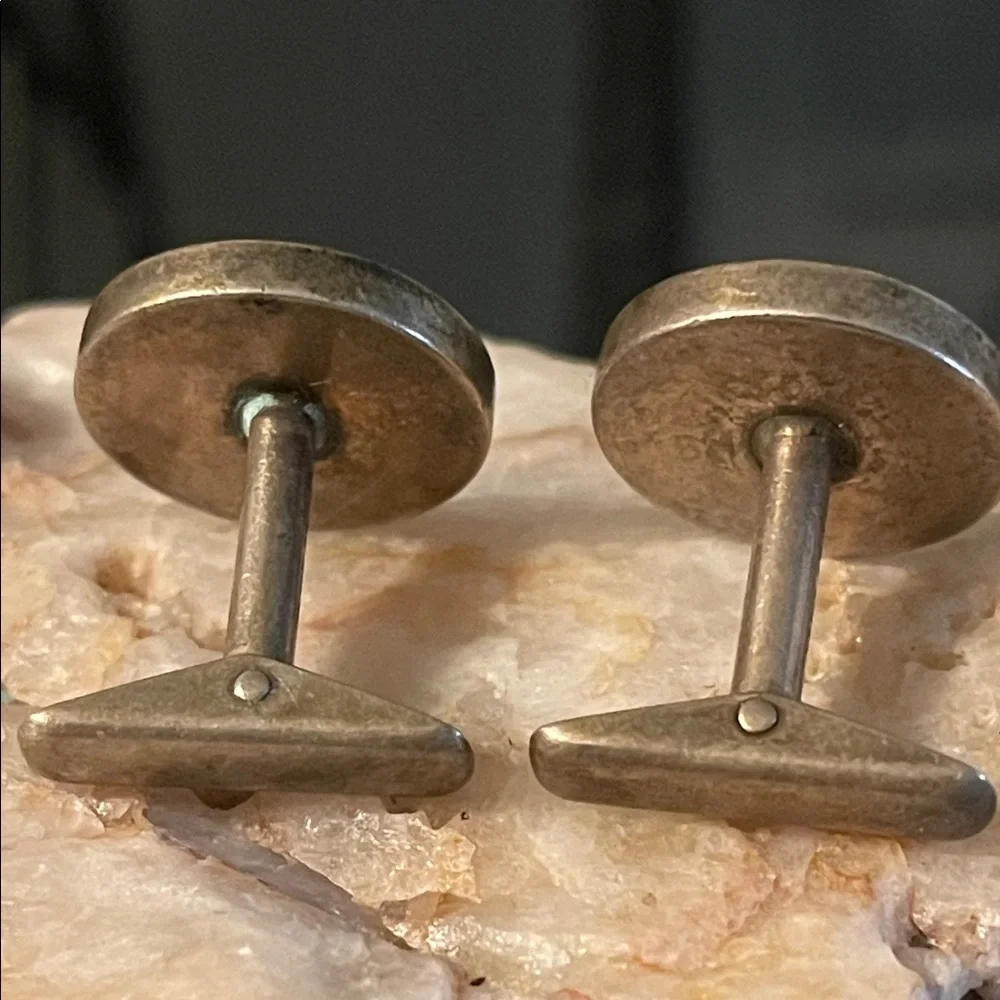 Allan Adler Sterling Silver Engraved Round Silver Monogram Cufflinks for Men
